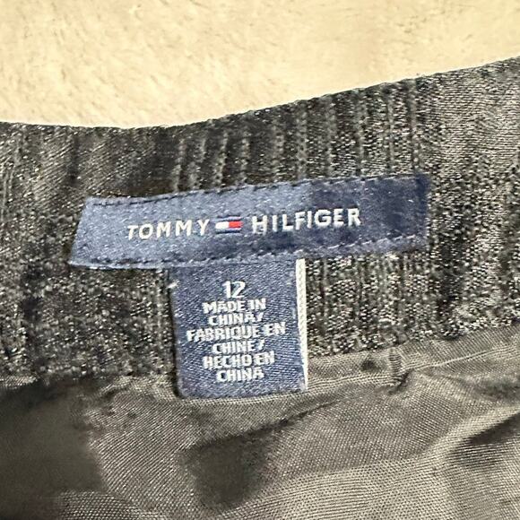 Tommy Hilfiger Mini Skirt Women's 12 Black Pleated A-Line Textured Plaid - Picture 3 of 7